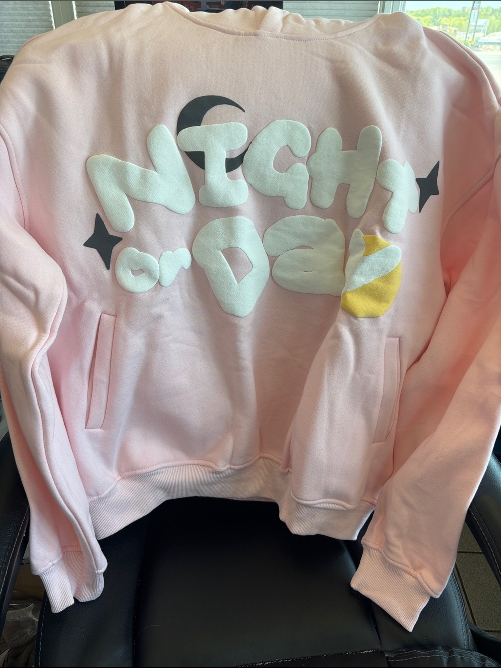Soft Pink 'Night or Day' Graphic Pullover Sweatshirt